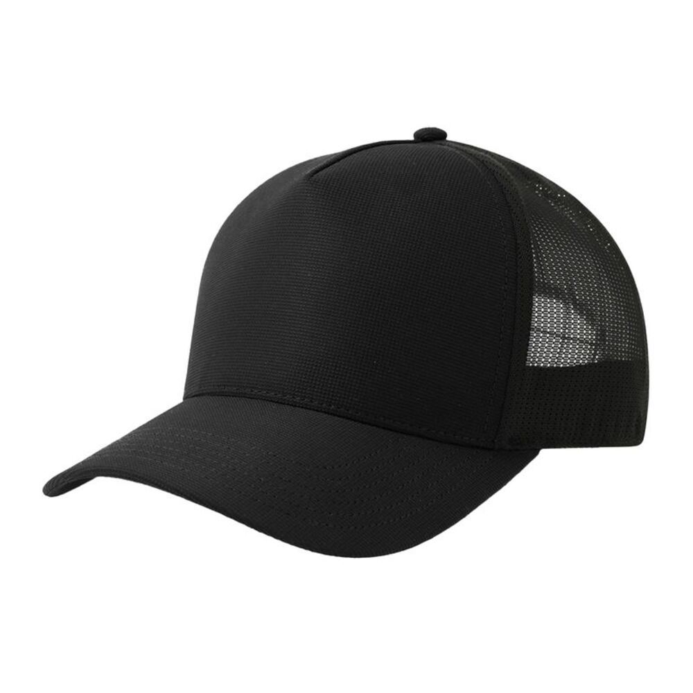Atlantis Headwear Dempo 5 Panel Stretch Unstructured Trucker Cap / Black